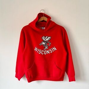 1980/90’s “Wisconsin” Red Russell Athletic Hoodie Sweater